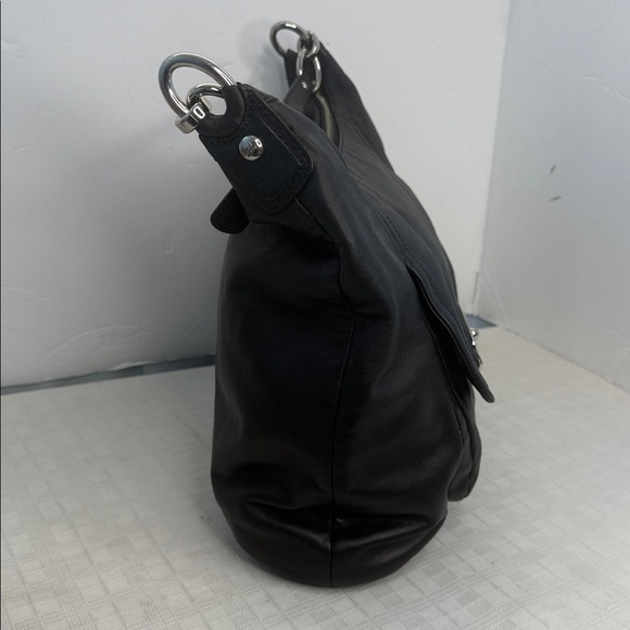 Coach F22309 Kristin Black Leather With Beige Liner Python Hobo - Picture 3 of 9